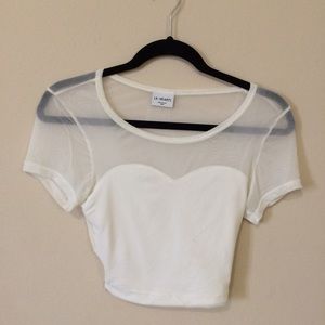 ❤️ Pacsun White/Cream Mesh Crop Top